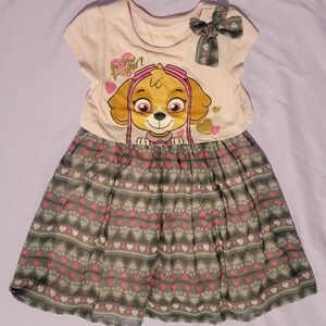 Nickelodeon Pink and Gray Kids Casual Dress (4T)